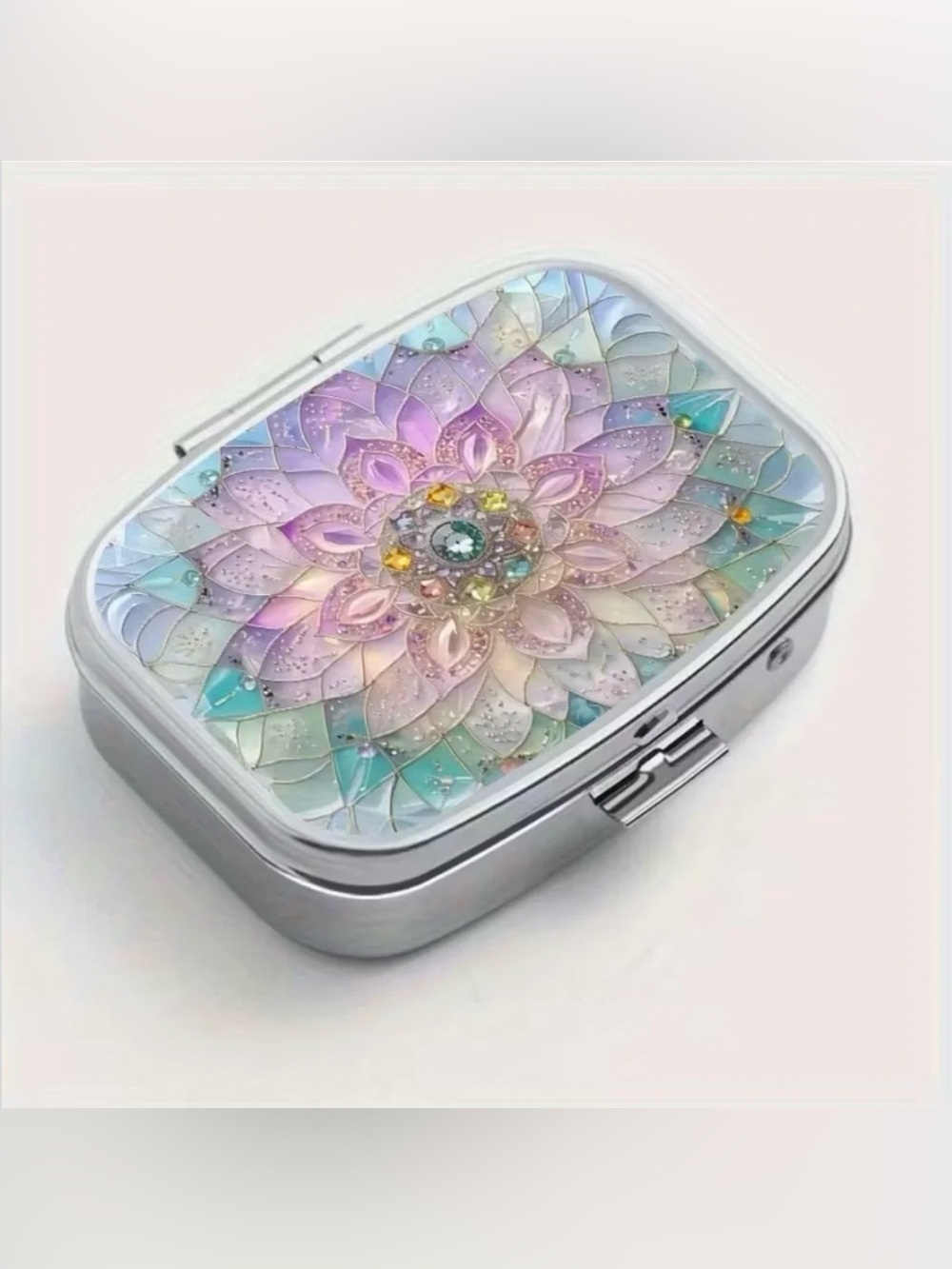 Floral Nature Inspired Pill Organizer 2-Compartment Compact Pill Case New